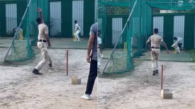 VIDEO | पोलीस कर्मचाऱ्याने टाकलेला चेंडू पाहून फलंदाजाचे भान हरपले, व्हिडिओ पाहून नेटकरी म्हणाले, रोहित भाऊ संघात घ्या