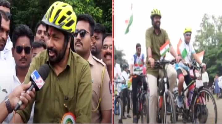 शहिदांच्या स्मरणार्थ अमरावतीतील तिरंगा सायकल रॅलीत बच्चू कडू यांचा सहभाग, किती किमी चालवली सायकल? शहिदांच्या स्मरणार्थ अमरावतीतील तिरंगा सायकल रॅलीत बच्चू कडू यांचा सहभाग, किती किमी चालवली सायकल?