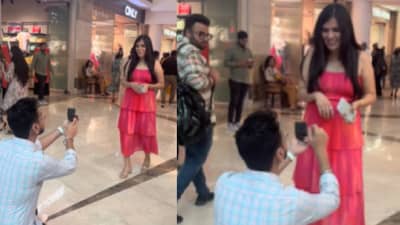 शॉपिंग मॉलमध्ये केलं प्रपोज! लव्ह बर्ड्सचा व्हिडीओ व्हायरल