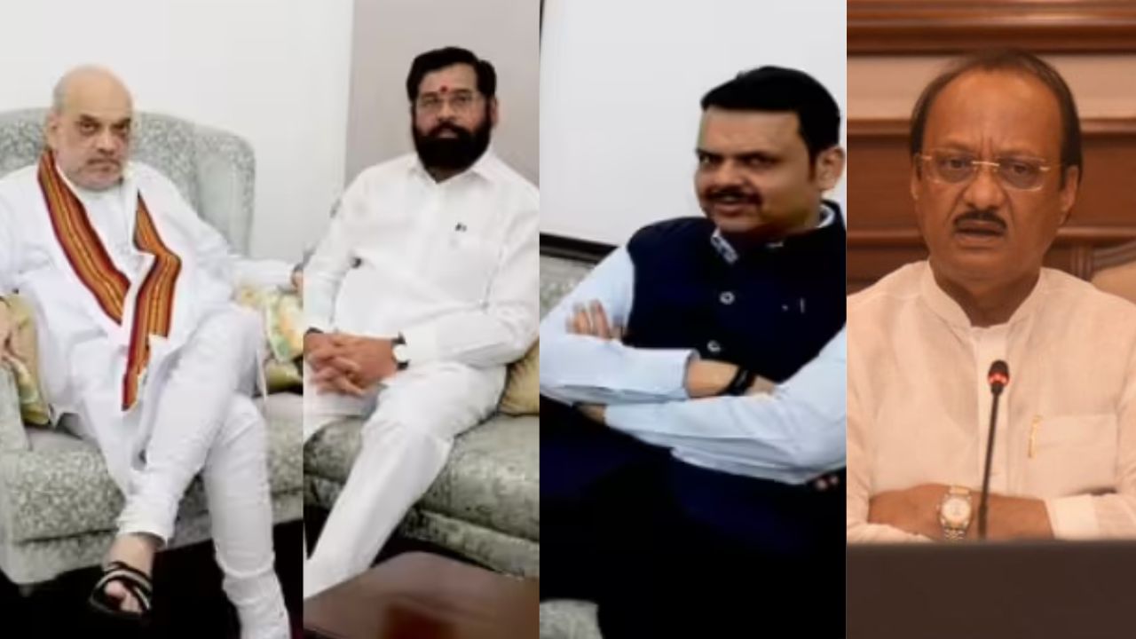अमित शाह आणि शिंदे-फडणवीस यांची बंद दाराआड चर्चा, पण अजित पवार यांची गैरहजेरी अमित शाह आणि शिंदे-फडणवीस यांची बंद दाराआड चर्चा, पण अजित पवार यांची गैरहजेरी