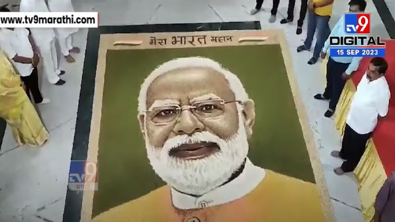 PM Modi Birthday निमित्त पठ्ठयानं धान्यातून कुठं साकारलं भव्य पोट्रेट, बघा व्हिडीओ