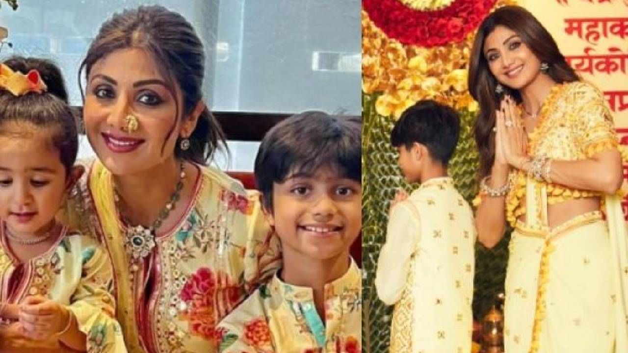 Shilpa Shetty | नाशिक ढोल ताशाच्या दणदणाटमध्ये शिल्पा शेट्टी हिने दिला बाप्पाला निरोप, संपूर्ण कुटुंबासह अभिनेत्रीने