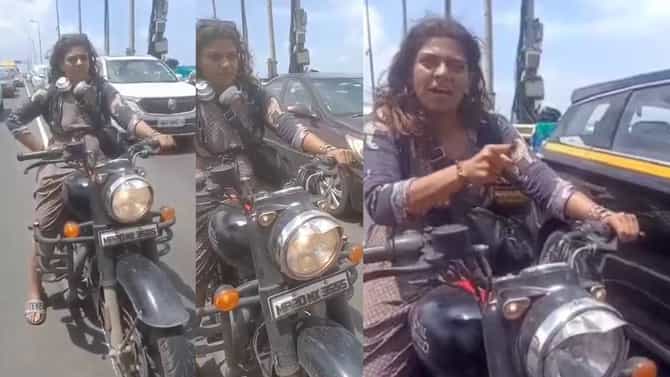 VIDEO : मोदी यांनी सांगितले तरच बुलेटवरून उतरणार, महिला सी लिंकवरच भांडली; वांद्रे-वरळी सी लिंकवर काय घडलं?