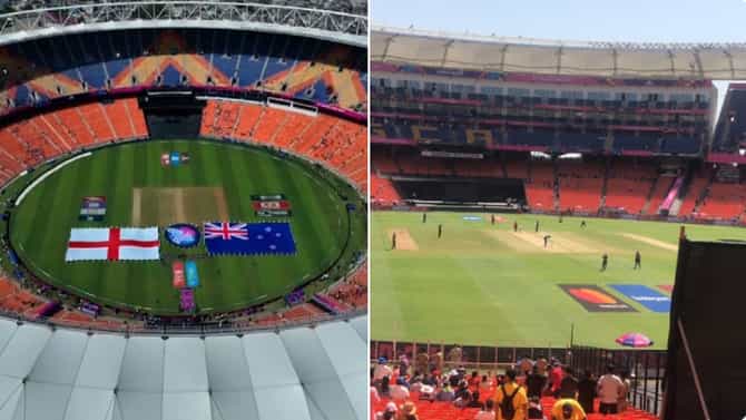 CWC 23 ENG vs NZ | पहिल्या सामन्याकडे क्रिकेट चाहत्यांची पाठ, जगातील सर्वात मोठं स्टेडियम रिकामी