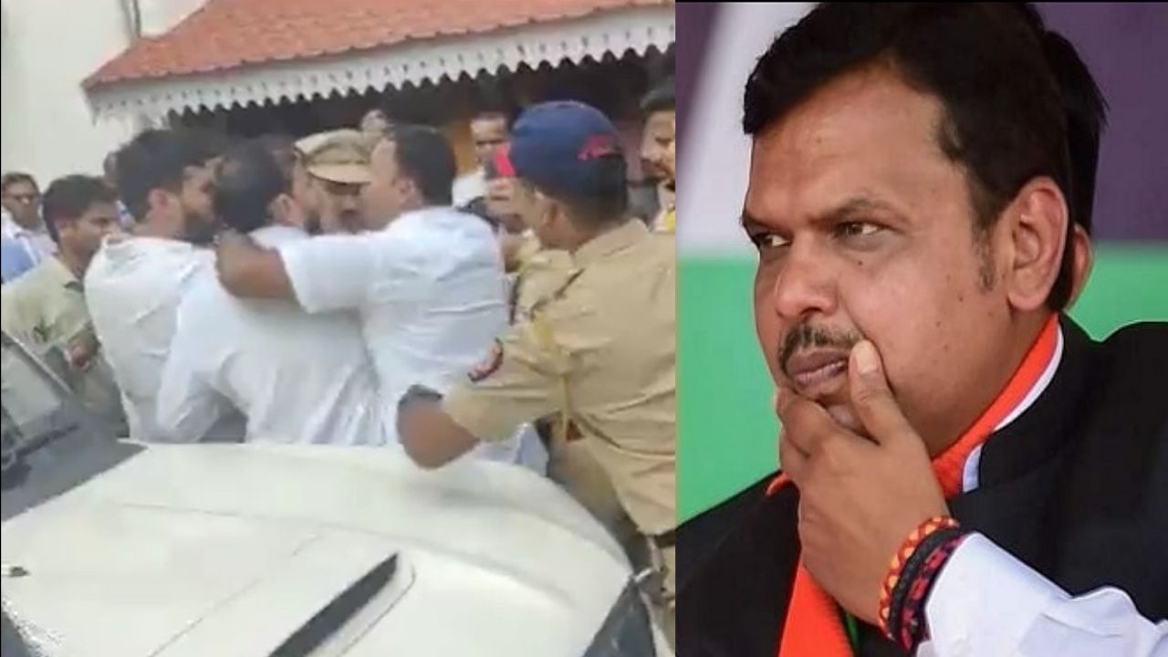 देवेंद्र फडणवीस यांच्या निवासस्थानाबाहेर पोलीस उपायुक्तांना धक्काबुक्की