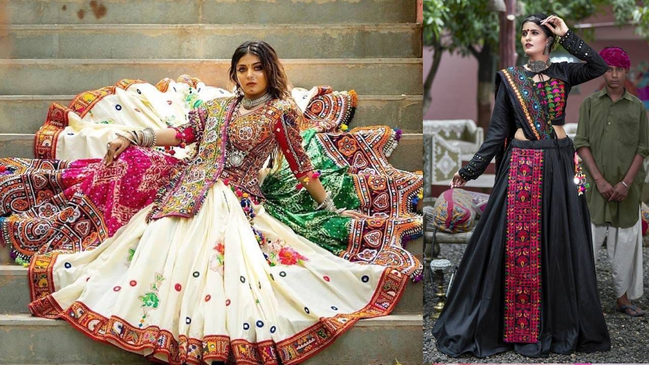 दांडिया नाईटसाठी चांगला लूक करायचा असेल छान दिसायचं असेल तर सगळ्यात महत्त्वाचं आहे घागऱ्याची निवड. घागरा किंवा लेहंगा निवडताना तो जास्त जड नसावा कारण तुम्हाला दांडिया खेळायच्या असतील, मस्त नाचायचं असेल तर घागरा जड असताना तुम्ही हे करू शकत नाही. तुम्ही फ्रॉक सारखी कुर्ती किंवा शरारा कुर्तीची निवड करू शकता.  