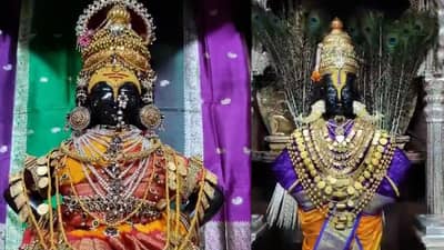 Navratri Special | पंढरपूरच्या रुक्मिणीमातेला 30 प्रकारच्या दागिन्यांचा साज, पारंपरिक पोशाखात सावळ्या विठुरायाचेही रूप खुलले
