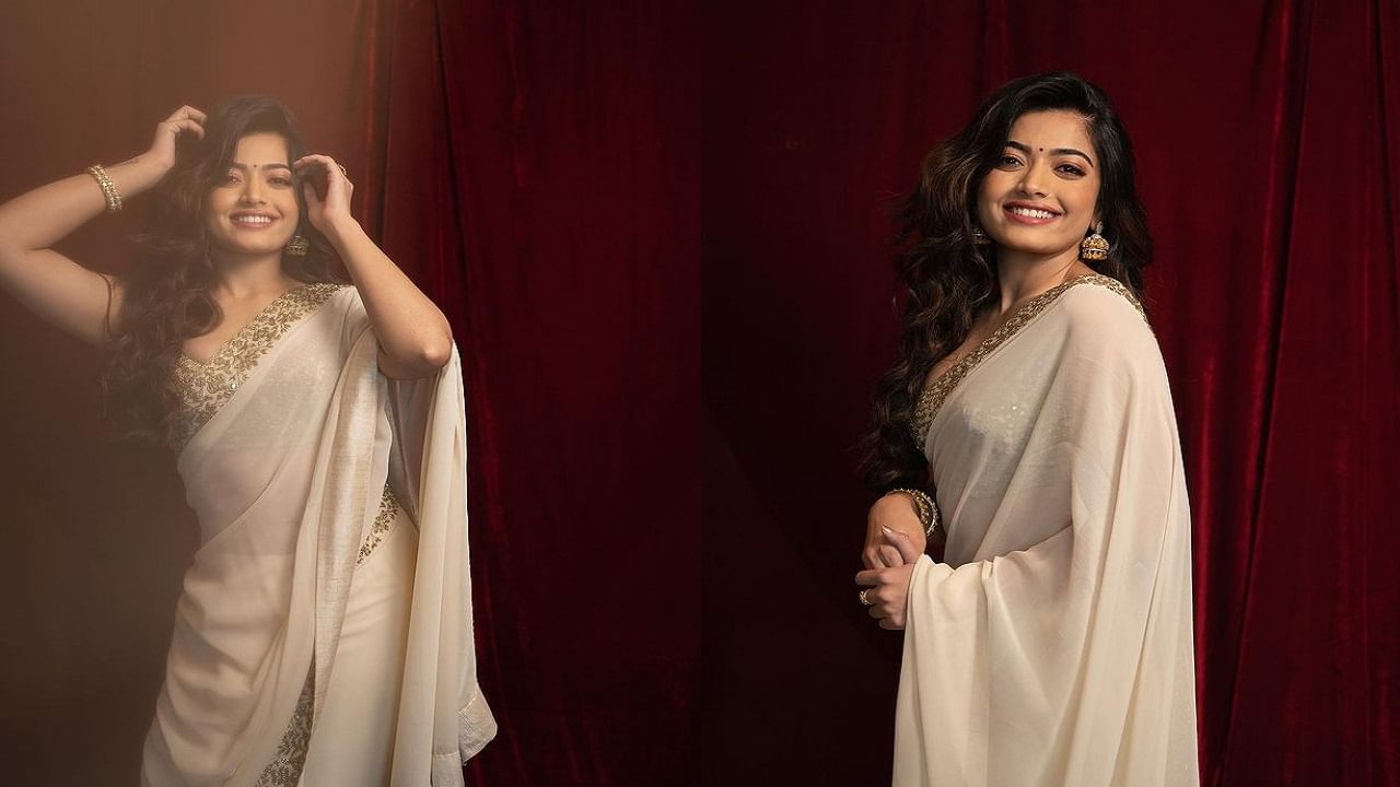 Rashmika Mandana's beauty is blooming in saree. Seeing the actress in a saree, many people must have missed a beat. At present, only and only Rashmika's special look is being discussed everywhere.
