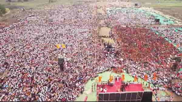 Maratha Reservation : नांदेडमधील मैदान मराठ्यांच्या गर्दीनं कच्चून भरलं, नुसतं भगवं वादळ