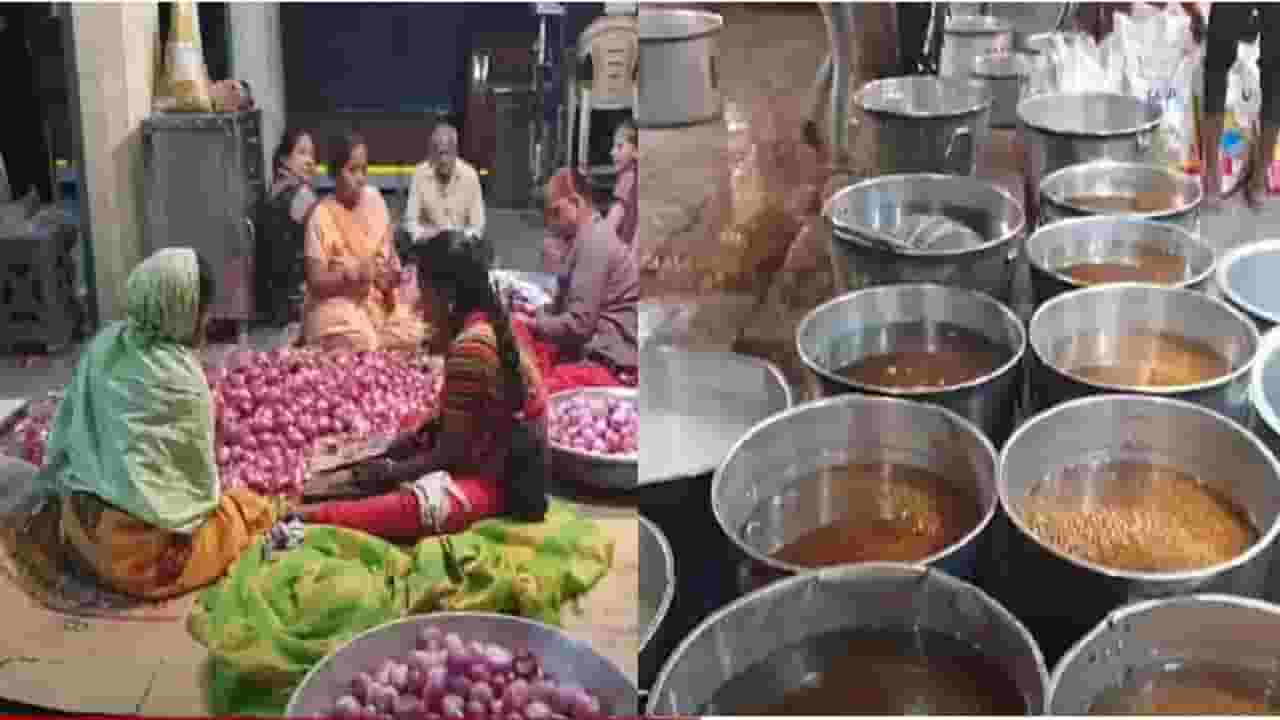 जेवणाचे मोठाले टोप, भाज्या निवडण्याची लगबग, जरांगेंसह मराठ्यांसाठी APMC मध्ये भरपेट जेवण्याची सोय जेवणाचे मोठाले टोप, भाज्या निवडण्याची लगबग, जरांगेंसह मराठ्यांसाठी APMC मध्ये भरपेट जेवण्याची सोय