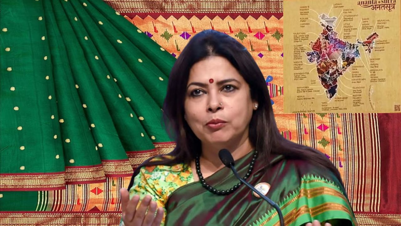 1,900 साड्यांच्या प्रदर्शनात खुलून दिसली महाराष्ट्राची पैठणी, काश्मीरची काशिदा आणि केरळची कासवूलाही टाकलं मागे 1,900 साड्यांच्या प्रदर्शनात खुलून दिसली महाराष्ट्राची पैठणी, काश्मीरची काशिदा आणि केरळची कासवूलाही टाकलं मागे