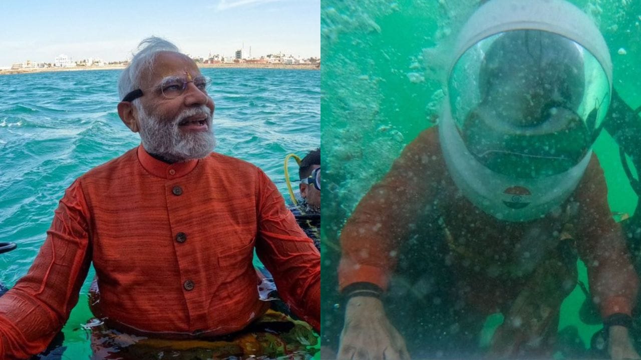 VIDEO: नरेंद्र मोदी यांचा खोल समुद्रात योगा, द्वारका नगरीला केला प्रणाम, व्हिडिओ व्हायरल VIDEO: नरेंद्र मोदी यांचा खोल समुद्रात योगा, द्वारका नगरीला केला प्रणाम, व्हिडिओ व्हायरल