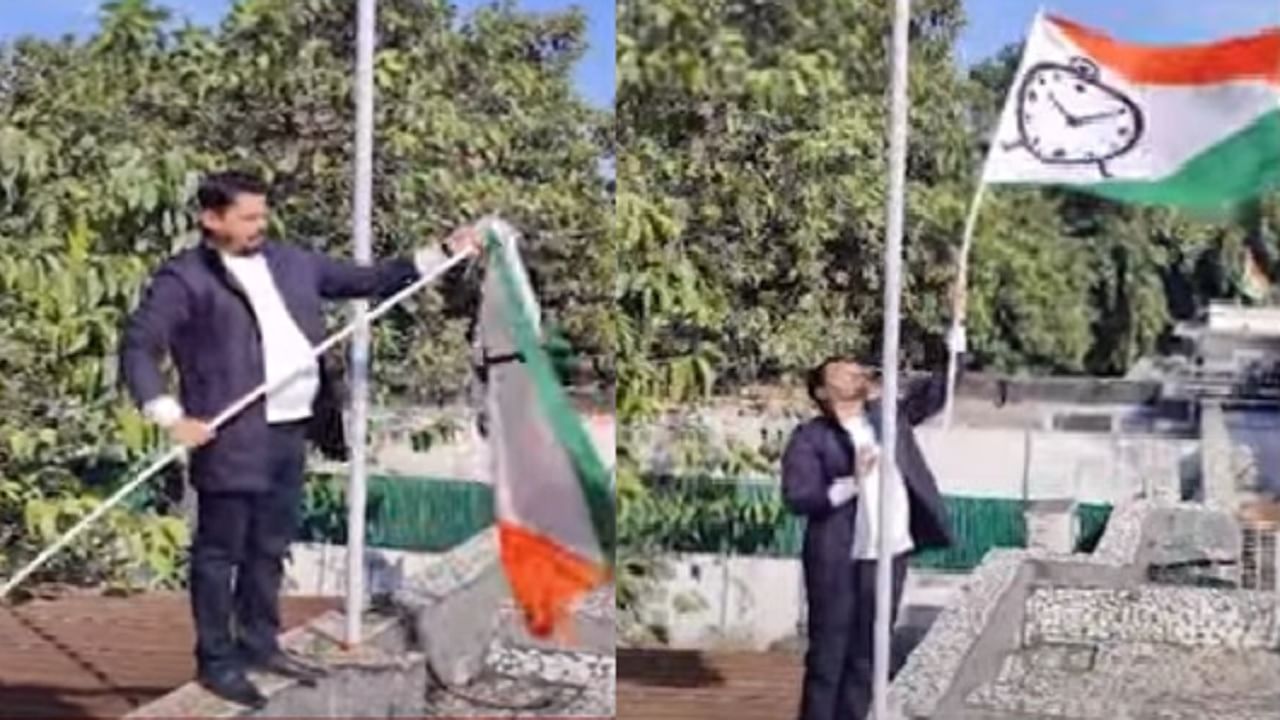राष्ट्रवादी शरद पवार यांच्या हातून निसटली, दिल्लीच्या पक्ष कार्यालयावरील घड्याळ चिन्हाचा ध्वज उतरवला