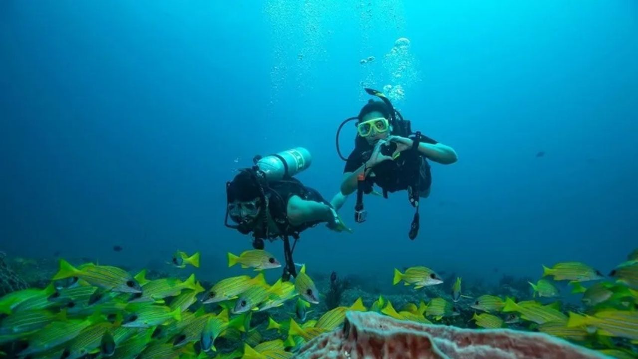 फोटोंमध्ये सोनाक्षीसोबत तिचा बॉयफ्रेंड झहीर इक्बालही दिसत आहे. सोनाक्षी आणि झहीर अंदमानमध्ये स्कूबा डायव्हिंग करताना मजा करताना दिसत आहेत.