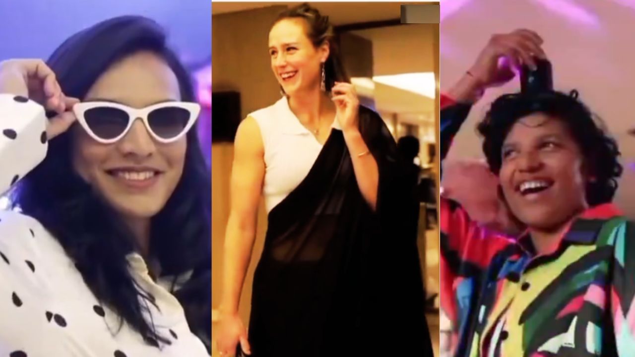 Perry Saree Dance Video | आरसीबीमधील पेरीने पार्टीत साडी नेसत लगावले ठुमके, व्हिडीओ तुफान व्हायरल