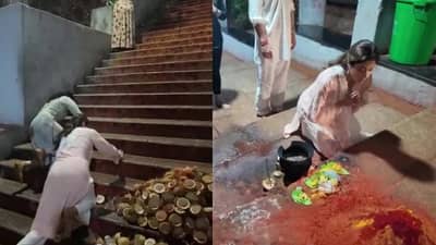 गुडघ्यांवर पायऱ्या चढून जान्हवी पोहोचली तिरुपती बालाजी मंदिरात; पहा व्हिडीओ