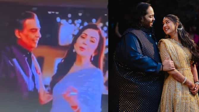 प्यार हुआ इकरार हुआ... लेकाच्या प्री वेडिंग फंक्शनमध्ये मुकेश अंबानी आणि नीता अंबानी यांचा परफॉर्मन्स; व्हिडीओ व्हायरल