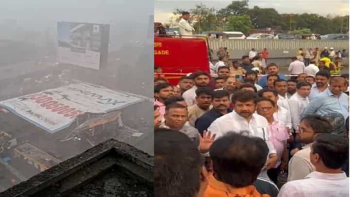 कॅमेरा घेऊन सोमय्या शायनिंग मारायला गेले?, घाटकोपर होर्डिंग दुर्घटनास्थळी भाजपा-मविआ नेते भिडले कॅमेरा घेऊन सोमय्या शायनिंग मारायला गेले?, घाटकोपर होर्डिंग दुर्घटनास्थळी भाजपा-मविआ नेते भिडले