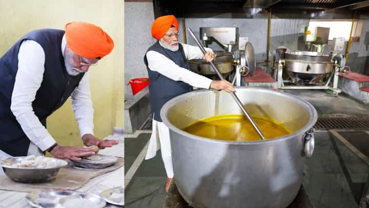 डोक्यावर भगवी पगडी अन् लंगरमध्ये बनले वाढपी, नरेंद्र मोदींकडून सुवर्ण मंदिरामध्ये सेवा डोक्यावर भगवी पगडी अन् लंगरमध्ये बनले वाढपी, नरेंद्र मोदींकडून सुवर्ण मंदिरामध्ये सेवा