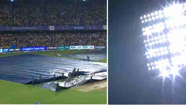 RCB vs CSK Rain : मुसळधार पावसामुळे खेळ थांबला, चाहते नाराज