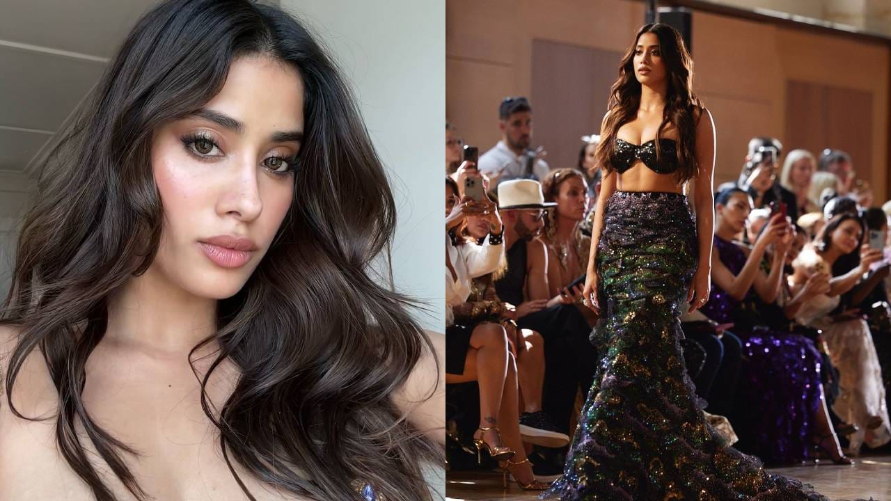 ब्लॅक कलरचा क्लासी आऊटफिट जान्हवीने परिधान केला आहे. तिच्या या ड्रेसवर रंगीबेरंगी डिझाईनदेखील आहे. जान्हवीचा हा लूक सध्या चर्चेत आहे.