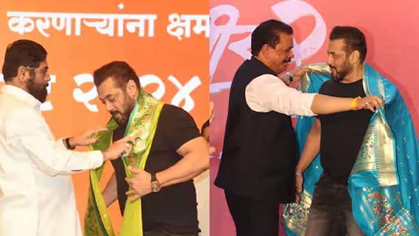 गुरुपौर्णिमेच्या पूर्वसंध्येला 'धर्मवीर 2' या बहुचर्चित आणि बहुप्रतिक्षित चित्रपटाचा ट्रेलर लाँच करण्यात आला. या कार्यक्रमाला बॉलिवूड इंडस्ट्रीतील अनेक कलाकार उपस्थित होते. यावेळी मुख्यमंत्री एकनाथ शिंदे यांनी अभिनेता सलमान खानचं पैठणीचा शॉल घालून स्वागत केलं.