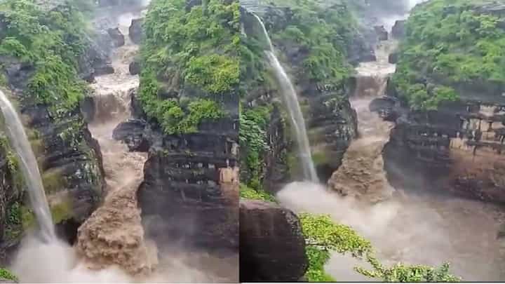 Ajanta Caves Waterfall : ओसंडून वाहू लागला अजिंठा लेणीचा धबधबा; बघा नयनरम्य दृश्य Ajanta Caves Waterfall : ओसंडून वाहू लागला अजिंठा लेणीचा धबधबा; बघा नयनरम्य दृश्य