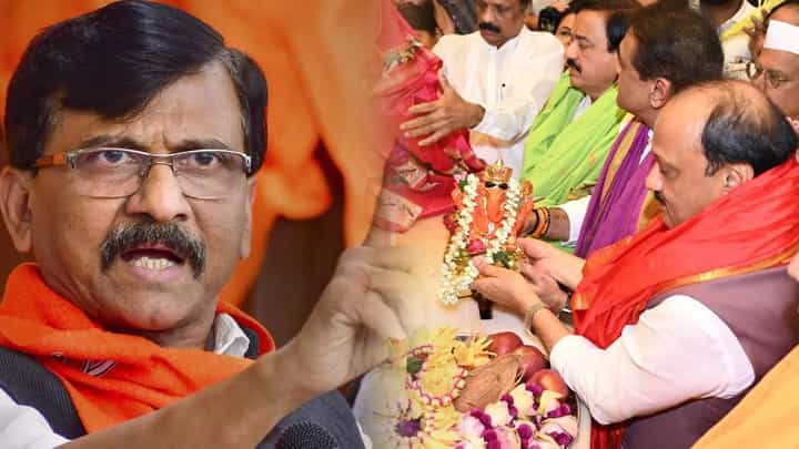राष्ट्रवादीच्या नेत्यांनी घेतलं सिद्धिविनायकाचं दर्शन; राऊतांचा थेट निशाणा, अजितदादांनी पाप... राष्ट्रवादीच्या नेत्यांनी घेतलं सिद्धिविनायकाचं दर्शन; राऊतांचा थेट निशाणा, अजितदादांनी पाप...