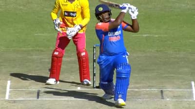 ZIM vs IND: संजू सॅमसनचा 110 मीटर खणखणीत सिक्स, व्हीडिओ व्हायरल