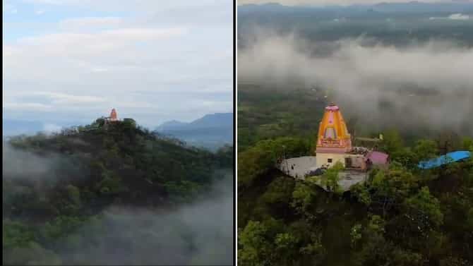 हिरवा गर्द निसर्ग अन् पांढरंशुभ्र धुकं… बदलापूरमधील खंडोबा मंदिराचं विलोभनीय दृश्य, पाहा ड्रोन VIDEO