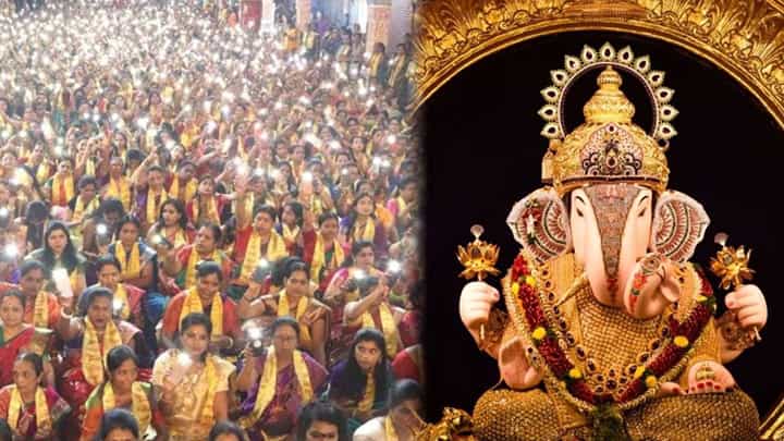 Pune Ganeshotsav : ओम नमस्ते गणपतये... तब्बल ३१ हजार महिला एकत्र, अथर्वशीर्ष पठणातून केलं गणरायाला नमन Pune Ganeshotsav : ओम नमस्ते गणपतये... तब्बल ३१ हजार महिला एकत्र, अथर्वशीर्ष पठणातून केलं गणरायाला नमन