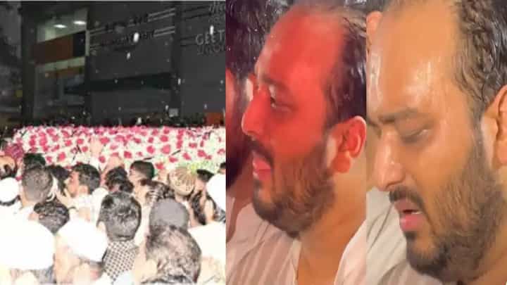 Baba Siddique Funeral : बाबा सिद्दिकींची भर पावसात अंत्ययात्रा, झिशानच्या डोळ्यात अश्रू, दुःख अनावर Baba Siddique Funeral : बाबा सिद्दिकींची भर पावसात अंत्ययात्रा, झिशानच्या डोळ्यात अश्रू, दुःख अनावर