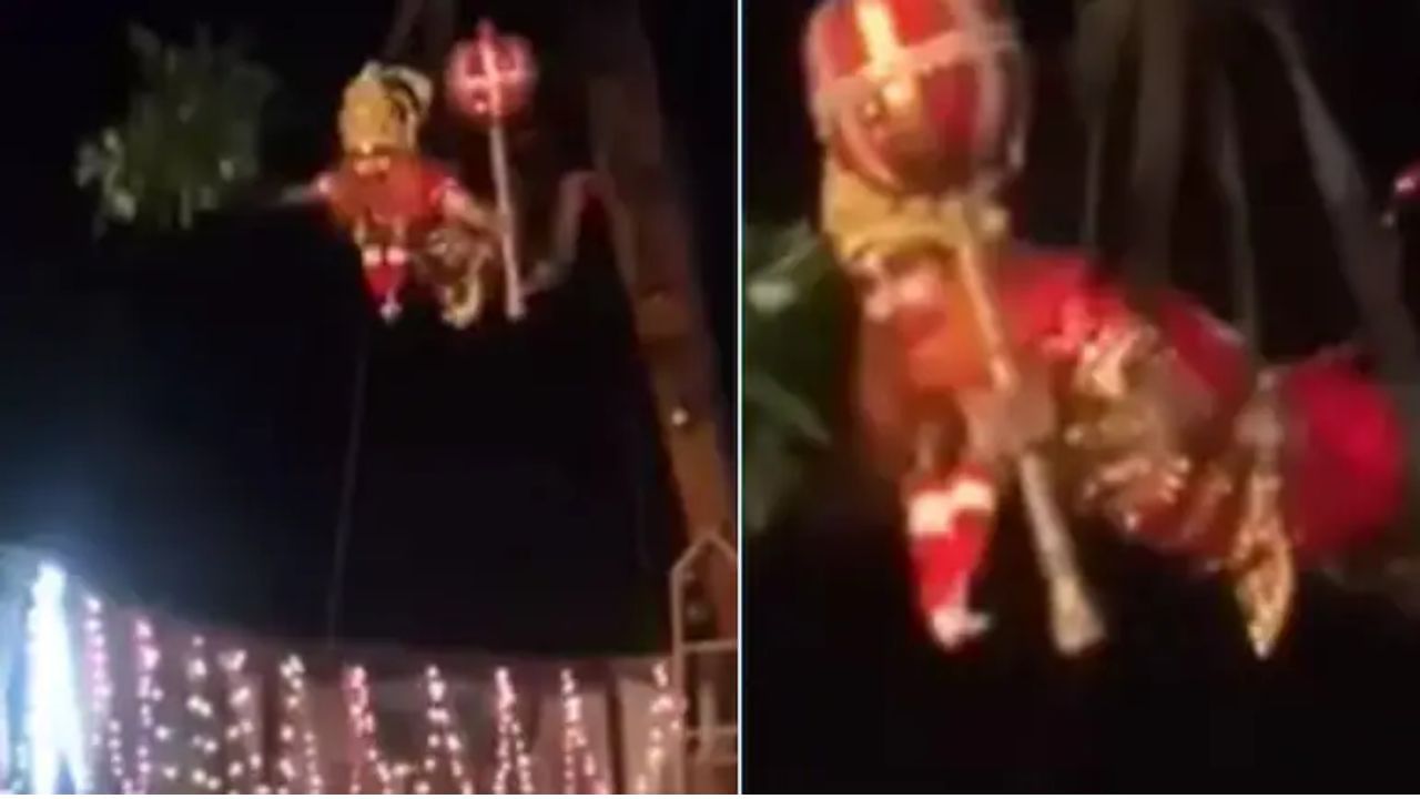 Ramleela Video: रामलीलामध्ये संजीवनी बुटी घेऊन जात होते हनुमानजी, हवेत असताना क्रेनचा दौर तुटला, मग...व्हिडिओ व्हायरल