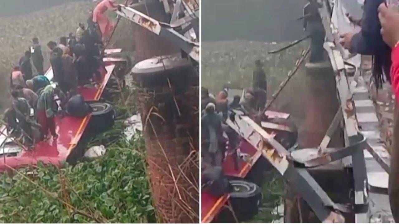 Bus Accident : भीषण अपघात, पुलावरुन थेट नाल्यात कोसळली बस, आठ प्रवाशांचा मृत्यू, चिंताजनक प्रवाशांची संख्या जास्त