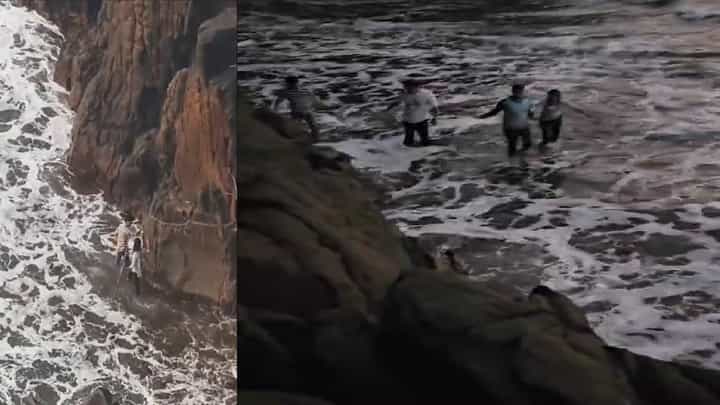 समुद्रकिनारी मौज-मजा करण्याची आवड तुम्हालाही? जरा जपून... भर समुद्राच्या लाटांमध्ये अडकलं दाम्पत्य अन्... समुद्रकिनारी मौज-मजा करण्याची आवड तुम्हालाही? जरा जपून... भर समुद्राच्या लाटांमध्ये अडकलं दाम्पत्य अन्...