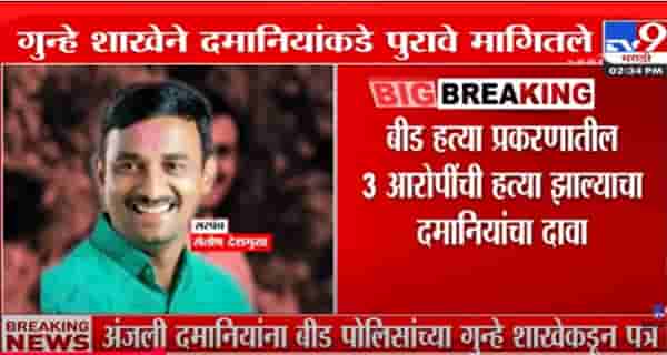 बीड हत्या प्रकरण : अंजली दमानिया यांना गुन्हे शाखेची नोटीस
