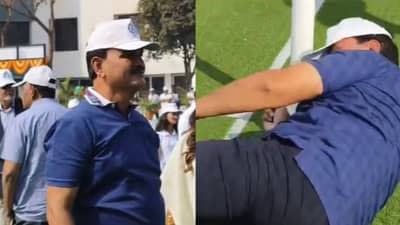 क्रीडांगणावरच क्रीडा मंत्र्याचा तोल गेला, व्हॉलिबॉल टोलवताना भरणे मामाच कोसळले; थोडक्यात बचावले