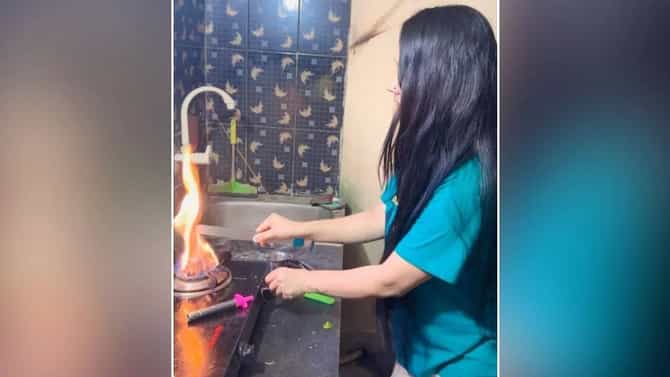 Desi Jugaad Viral Video: हेअर स्ट्रेट करण्यासाठी महिलेचा देशी जुगाड, पण झालं होत्याच नव्हतं