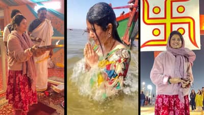 महाकुंभमध्ये पोहोचली प्राजक्ता माळी; संगममध्ये मारली डुबकी, पहा Video