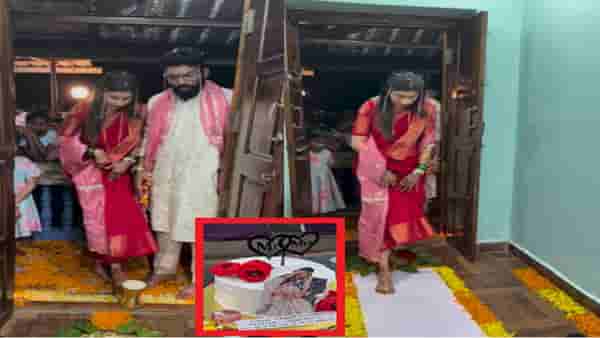 माप ओलांडताना कोकण हार्टेड गर्ल अंकिताचा खास उखाणा; सासरी नवरीचं दणक्यात स्वागत