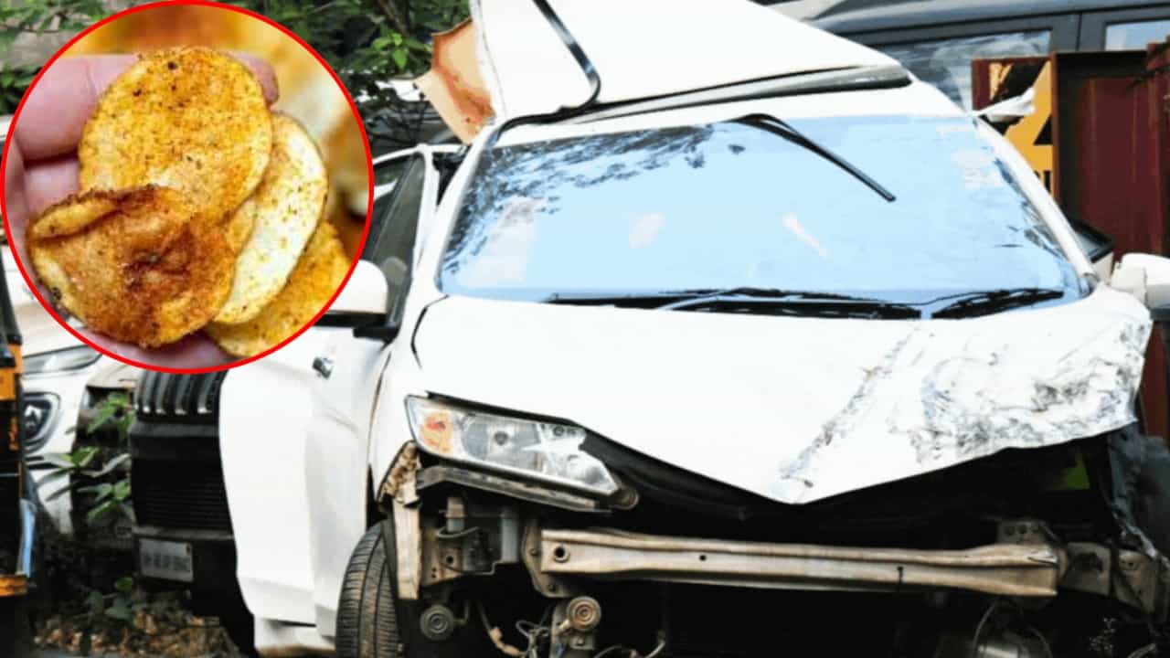 भरधाव कार चालवताना नाकात चिप्स अडकले, कार पलटली आणि... महाविचित्र अपघातात काय घडलं?