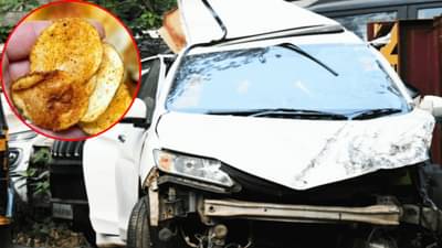 भरधाव कार चालवताना नाकात चिप्स अडकले, कार पलटली आणि... महाविचित्र अपघातात काय घडलं?