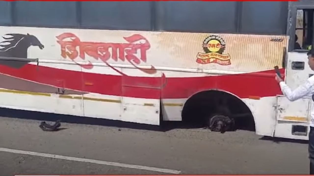 MSRTC Bus Video : बापरे... भरधाव शिवशाही बसचं पुढचं टायर अचानक निघालं, अन् 50 हून अधिक प्रवासी...