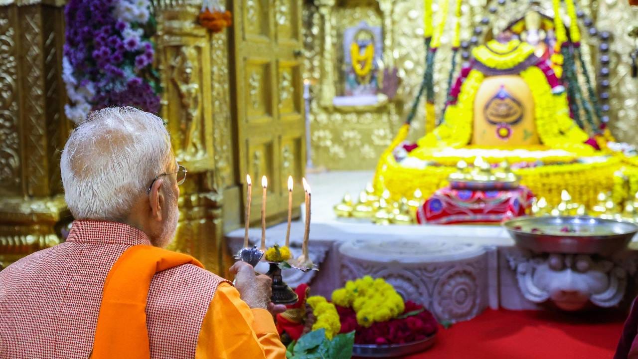 Gujarat: Prime Minister Narendra Modi offers prayers at Shri Somnath Jyotirlinga Mandir. 