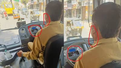 पुणेकरांच्या जीव धोक्यात, पीएमपी चालकाचा अनोखा प्रताप, मोबाईलवर मालिका बघत बसचे ड्रायव्हींग, व्हिडिओ व्हायरल