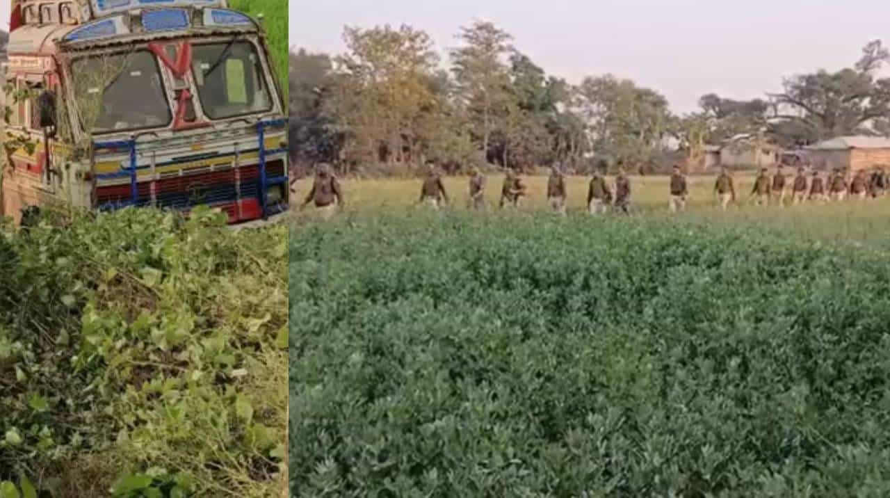 शेतात गुप्तपणे 10 चाकांचा ट्रक उभा होता, गावकऱ्यांचं दुर्लक्ष, पोलीस पोहोचताच उघडलं रहस्य