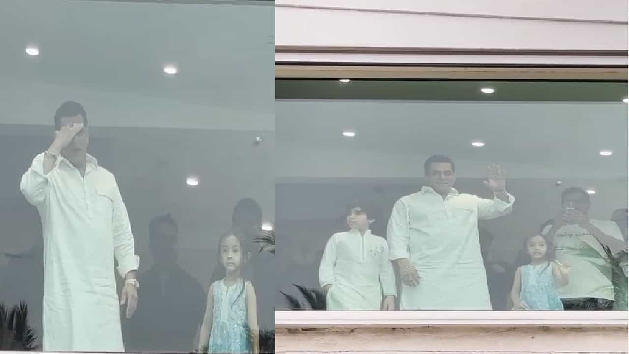 पठाणी कुर्ता-सलवार,सलमान खानचा ईदचा खास लूक; चाहत्यांना भेटण्यासाठी आला घराच्या बाल्कनीत