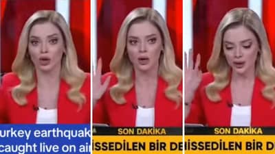 बातम्या देताना टीव्ही अँकर भूकंपाने हलली, पण थांबली नाही, VIDEO एकदा बघाच