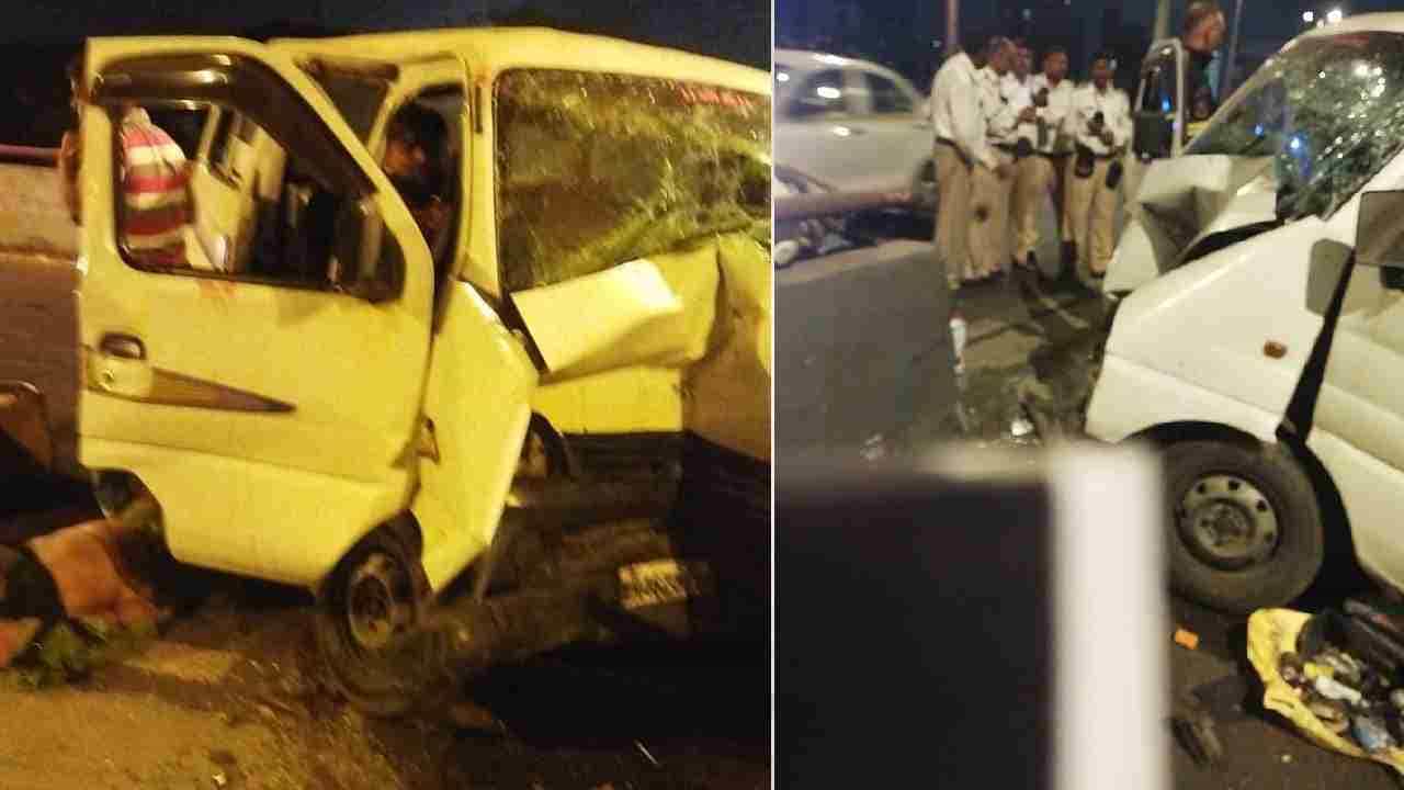 पहाटे भाऊच्या धक्क्याला मासे आणायला गेले होते, कार दुभाजकावर आदळली, दोन ठार, चार जखमी