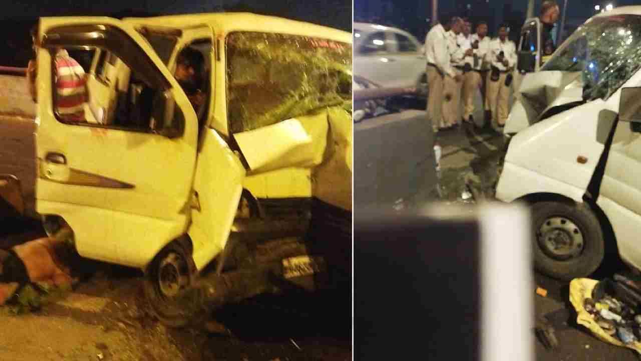 पहाटे भाऊच्या धक्क्याला मासे आणायला गेले होते, कार दुभाजकावर आदळली, दोन ठार, चार जखमी